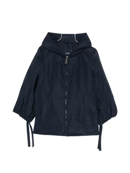 Płaszcz S Max Mara z kapturem ze sznurkiem niebieski