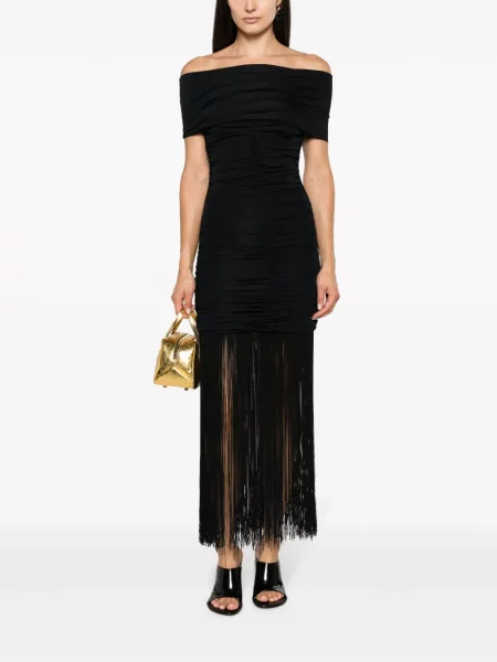 Rochie Khaite cu franjuri de costum negru
