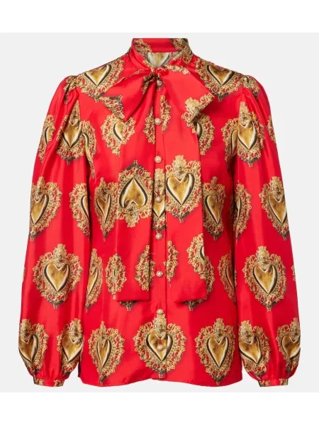 Bluză Dolce&gabbana de mătase cu imagine roșu