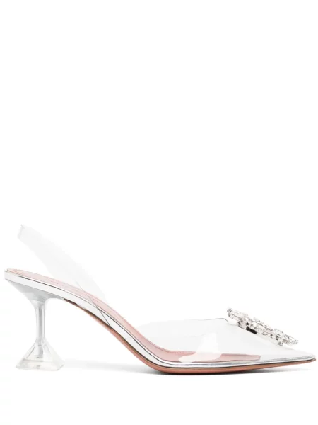 Pantofi cu toc Amina Muaddi slingback alb