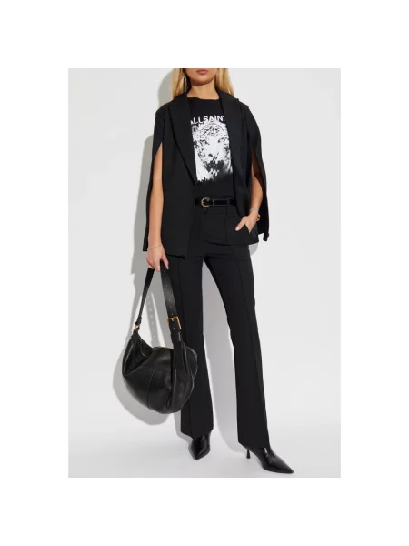 AllSaints spodnie ASTRA proste high waist czarny