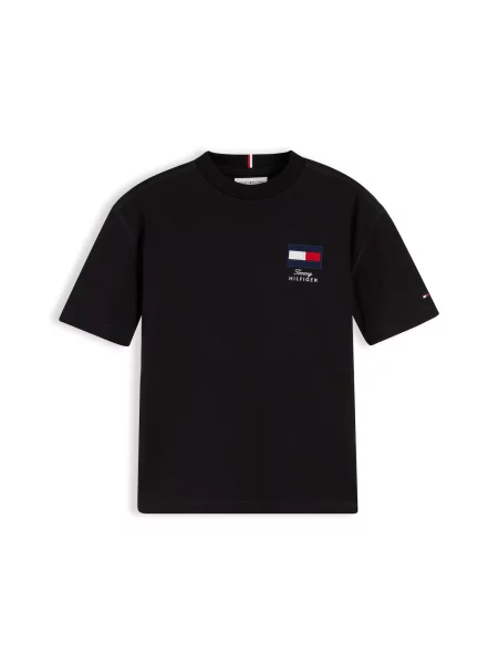 TOMMY HILFIGER Tricou bleumarin / sângeriu / negru alb