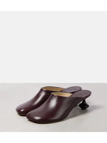 Papuci tip mules Loewe din piele bordo