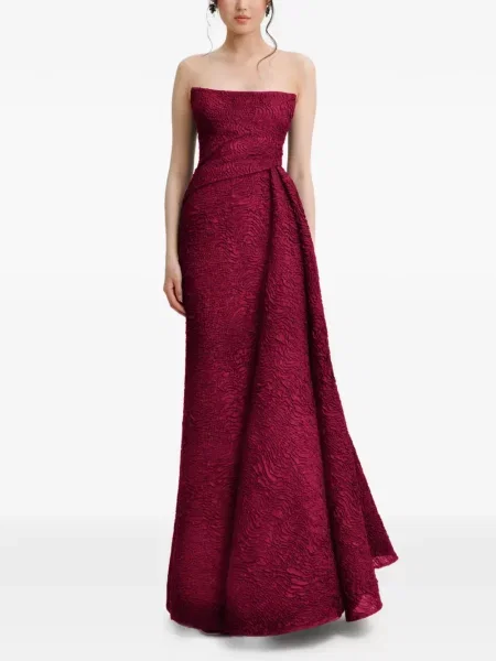 Rochie maxi Gemy Maalouf drapată fără bretele roșu