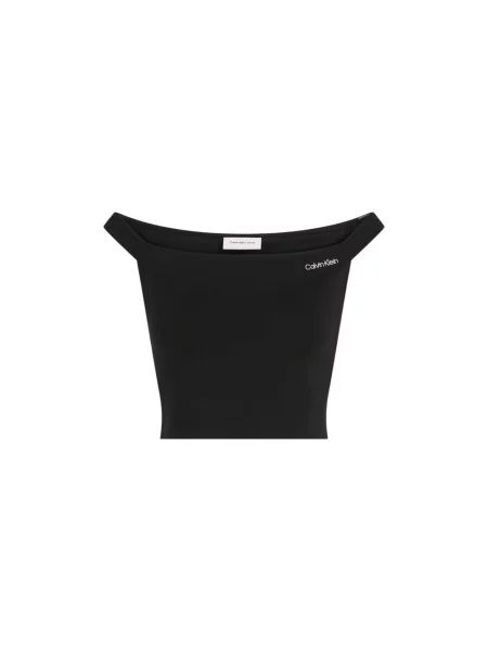 Top Calvin Klein Jeans z dekoltem w łódkę czarny