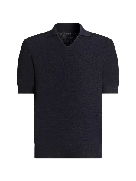 Tricou polo Dolce & Gabbana de mătase albastru
