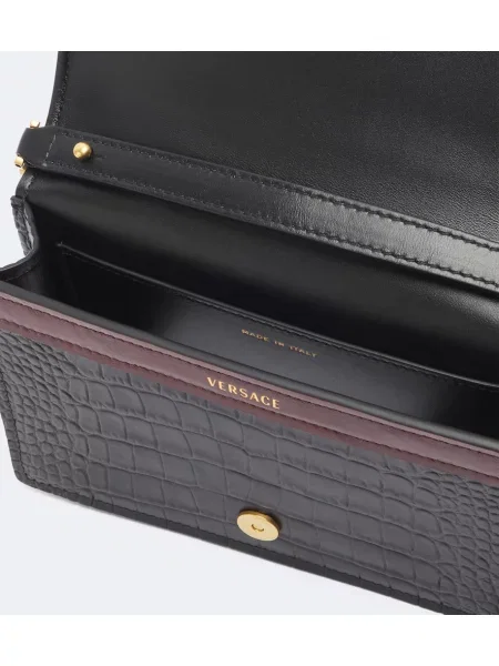 Δερμάτινη τσάντα χιαστί Versace μαύρο