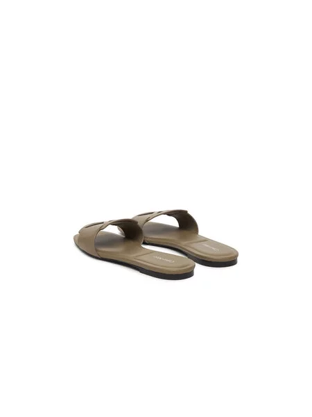 Natikači Calvin Klein Square Flat Sandal Emblem bež