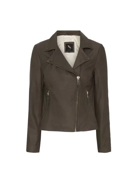 Kurtka skórzana Btfcph klasyczna szara