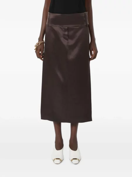 Lung fustă Max Mara din satin maro