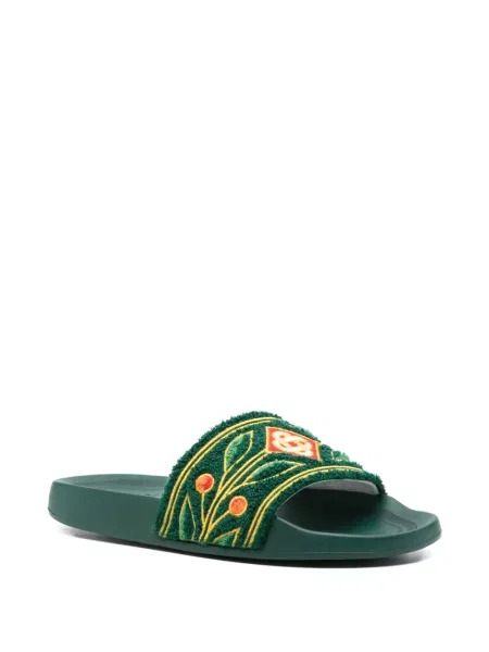 Papuci Casablanca cu model floral verde