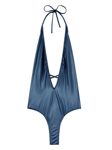 Costum de baie Palm Angels cu decolteu în V albastru