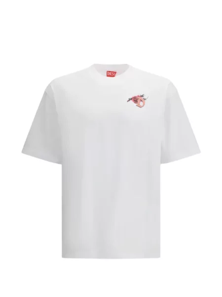 Tricou Diesel cu model floral cu imagine alb