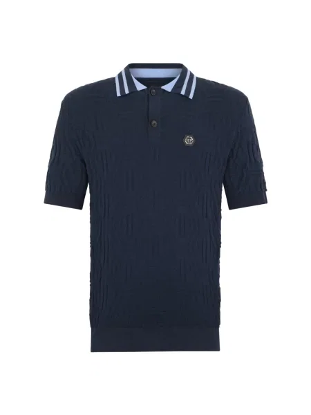 Koszulka polo Philipp Plein wełniana niebieska