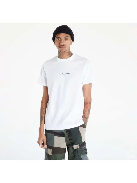 Tricou Fred Perry cu broderie alb