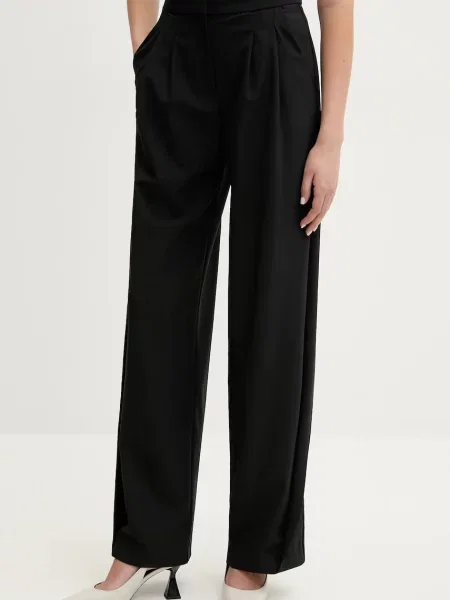 IRO pantaloni din lana lat high waist negru