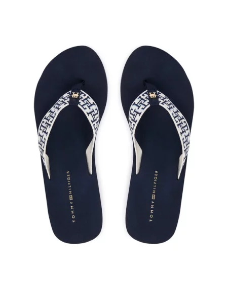 Tommy Hilfiger Джапанки Wedge Summer Sandal Mono Тъмносин