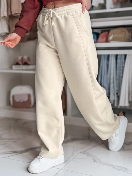 Spodnie dresowe wide leg DRESMOOD PREMIUM Dstreet beżowe