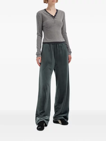 Pantaloni Tout A Coup de catifea cu cordon verde