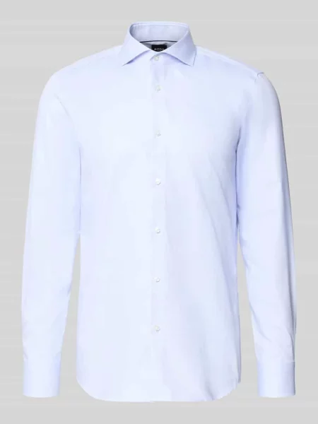 Koszula biznesowa o kroju slim fit z czystej bawełny model Boss błękitna