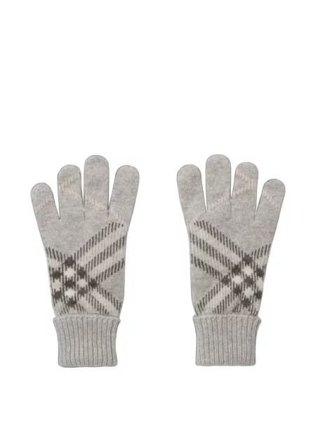 Mănuși Burberry din cașmir în carouri gri