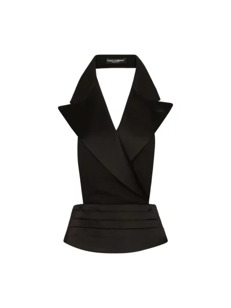 Satynowy top Dolce And Gabbana czarny