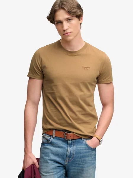 Superdry & Co Tričko Essential Serif svetlohnedá