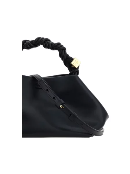 Torebka crossbody Ganni biznesowa z nadrukiem czarna
