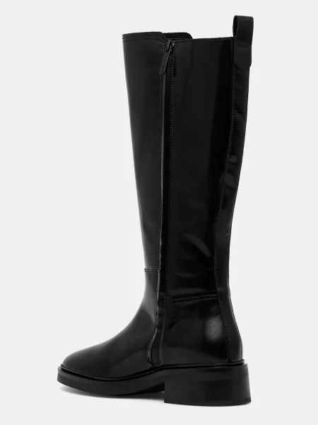 Kožené kozačky Tommy Hilfiger TH MINIMAL ABRASIVATO LONG BOOT na černá