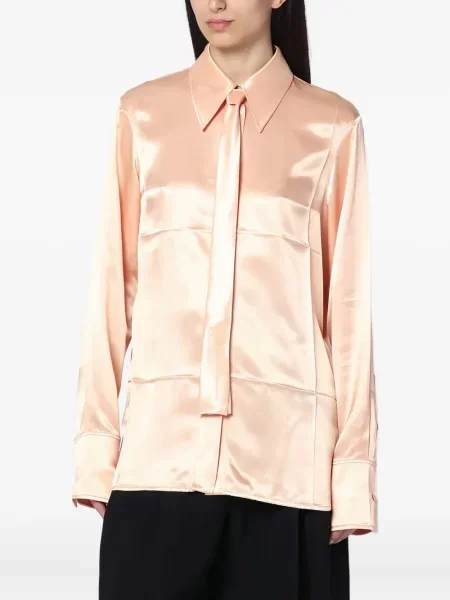 Cămașă Jil Sander din satin roz