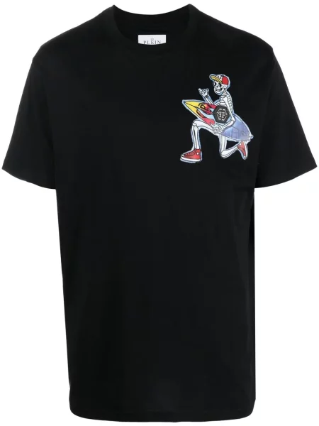 Tricou Philipp Plein cu imagine tip Hawaii negru