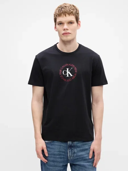 Calvin Klein Jeans Tricou roșu alb negru
