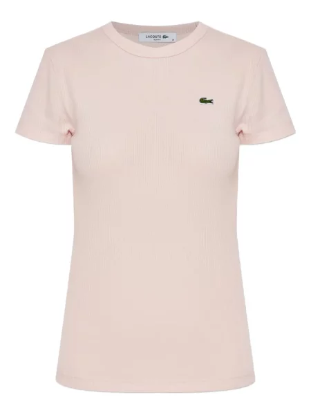 Tricou Lacoste cu decolteu rotund roz