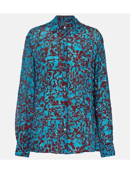 Cămașă Dries Van Noten cu imagine albastru