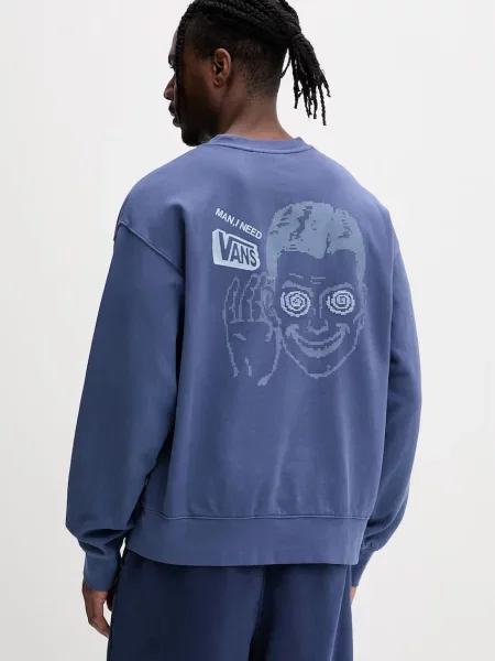 Vans oversize dukserica za muškarce s pamukom plava