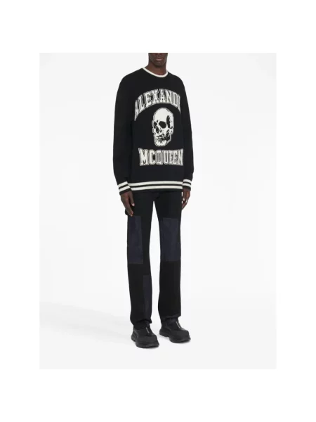 Dzianinowy sweter Alexander Mcqueen z logo czarny