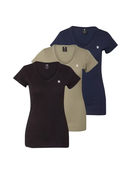 G-STAR Tricou bleumarin / kaki / negru alb