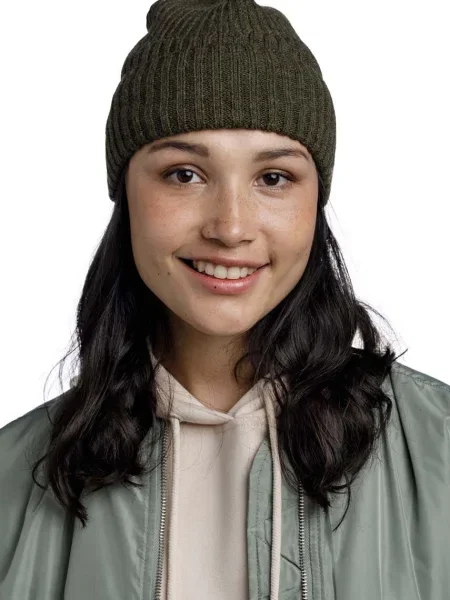 Téli sapka BUFF Knitted & Fleece Renso silversage. Méret: OS zöld