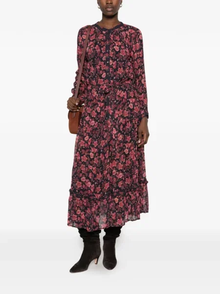 Rochie maxi Maison Hotel cu model floral cu imagine roz