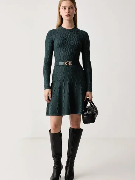 Guess rochie tricotată cu vâscoză YUKI verde
