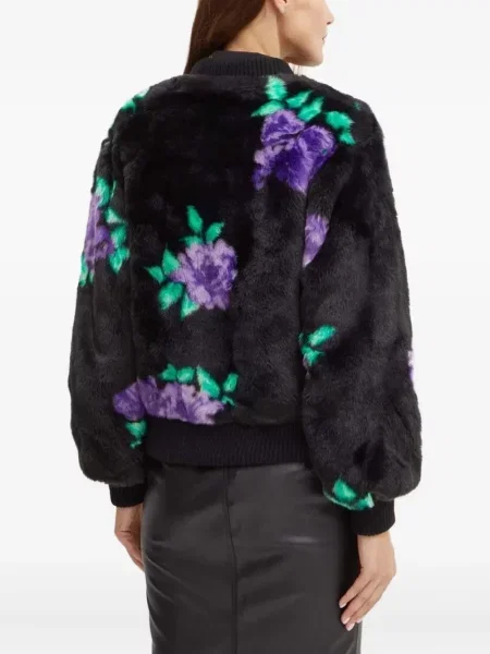 Kurtka bomber Silvian Heach w kwiatki z nadrukiem czarny