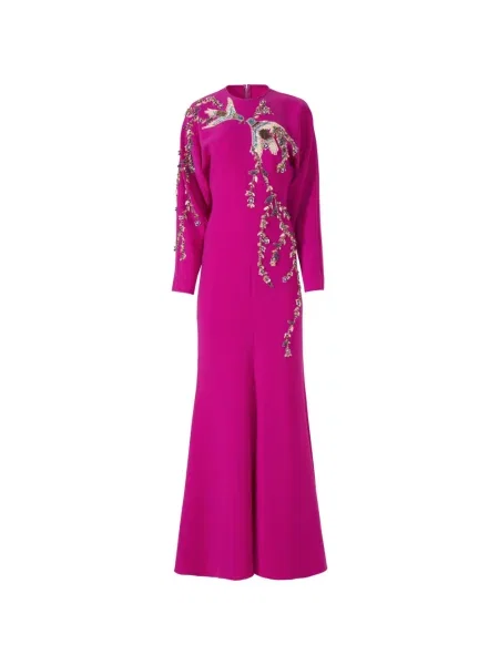 Maxi rochie maxi Costarellos cu aplicații de costum roz