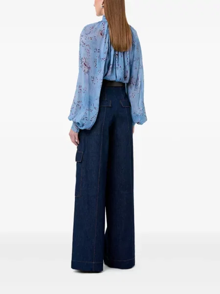 Top Nicholas cu model floral cu imagine albastru