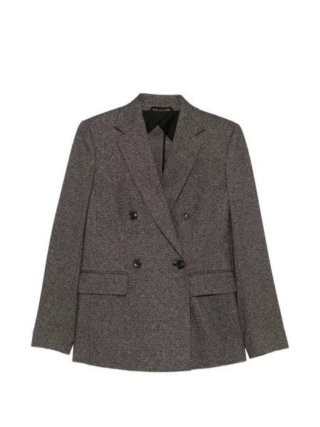 Sacou Max Mara cu model herringbone cu două rânduri de nasturi negru