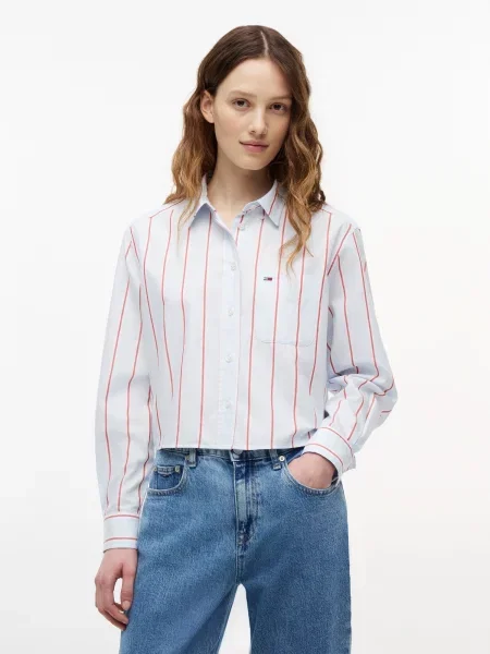 Tommy Jeans Bluza pastelno modra / jastog / off-bela bela