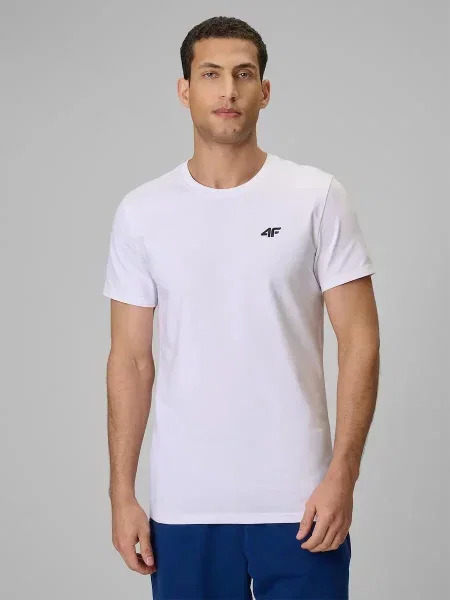 T-shirt slim gładki 4F biała