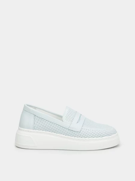 Кожаные мокасины It-girl голубые