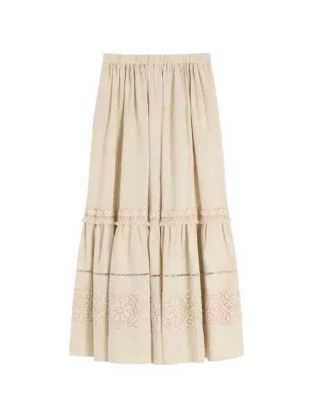 Fustă midi Weekend Max Mara cu franjuri din dantelă