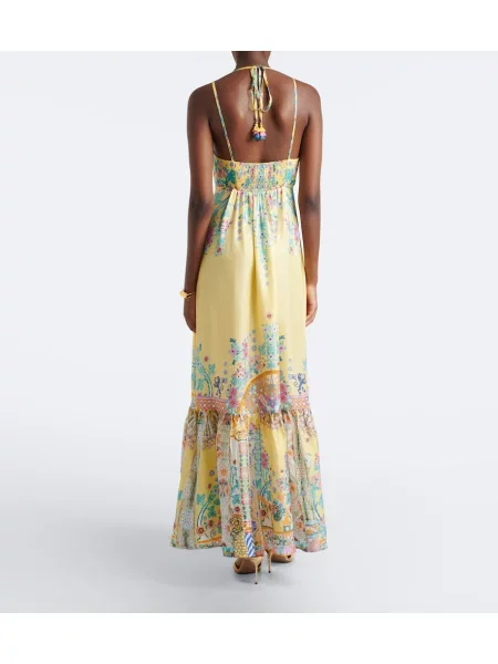 Rochie maxi Camilla de mătase cu model floral