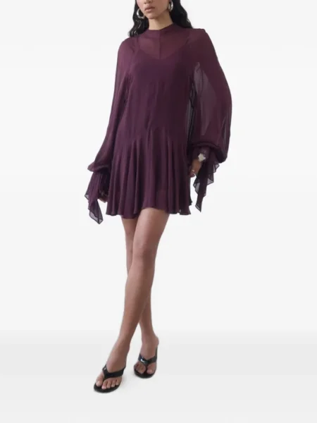 Rochie mini De La Vali cu volane de costum violet
